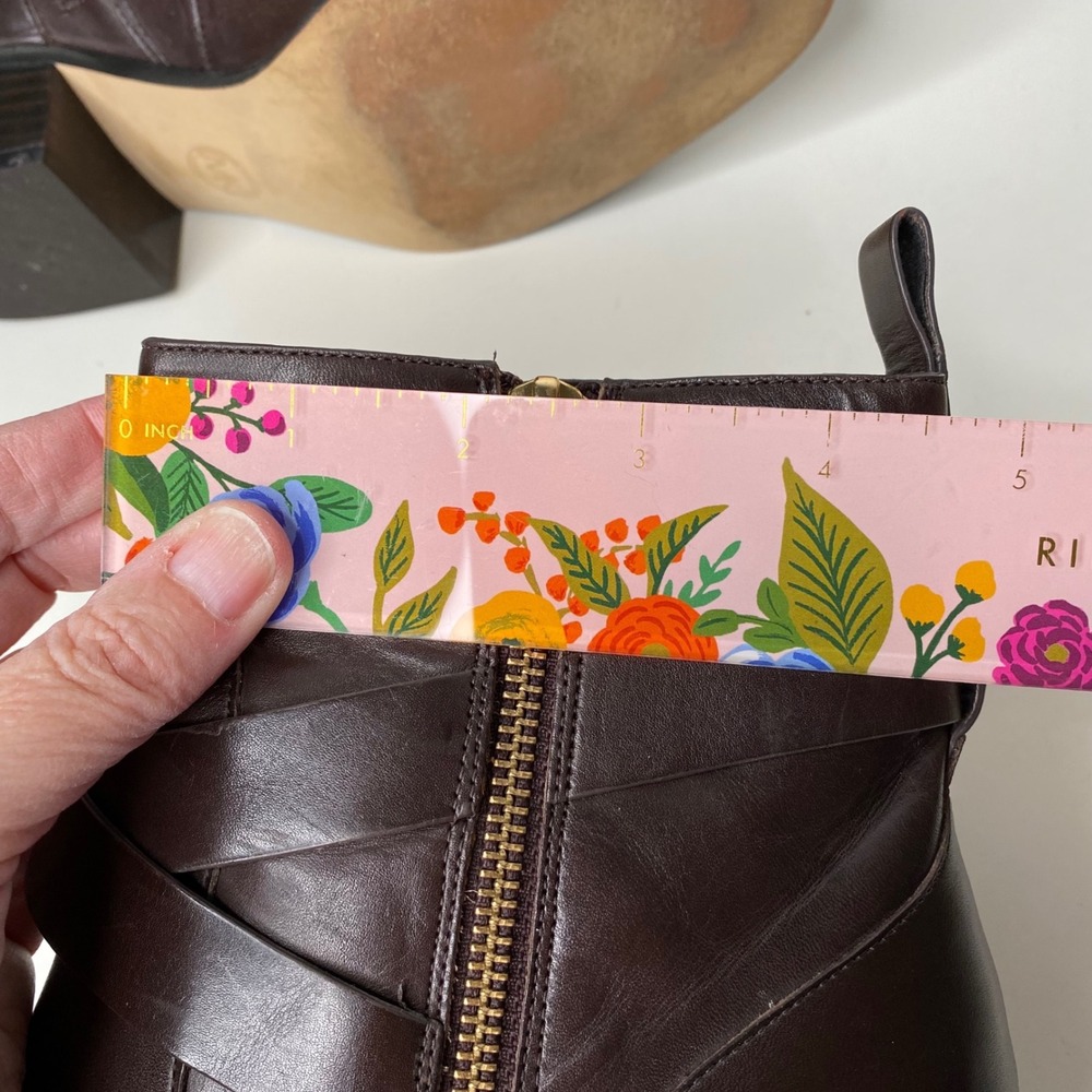 Michael Kors‎ Bryce Chocolate Brown Leather Ankle Boots Side Zip Block Heel SZ 8 - Picture 13 of 15